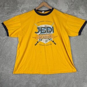 Star Wars Jedi Training Academy Ringer Shirt Mens 2XL Yellow Vintage Disney